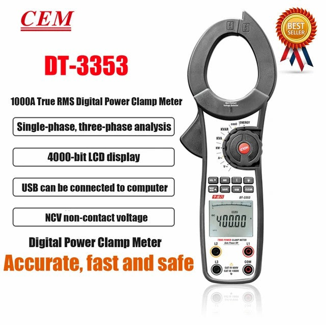 CEM DT-3351 DT-3352 DT-3353 Digital Multimeter Ture RMS Handheld Clamp Meter AUTO Inrush Current Measurement HD LCD Display CEM DT-3351 DT-3352 DT-3353 Digital Multimeter Ture RMS Handheld Clamp Meter AUTO Inrush Current Measurement HD LCD Display